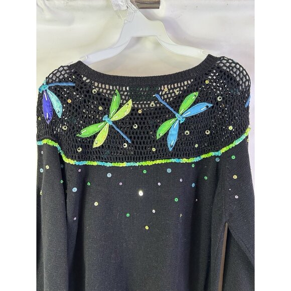 Vintage 90s Design Options Whimsy Cardigan Sweater Dragonfly Embellished - Picture 7 of 7